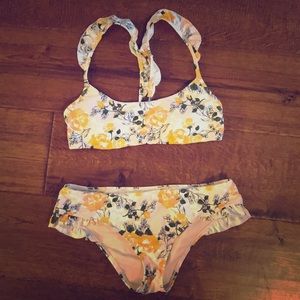 Floral Print Ruffle Bikini